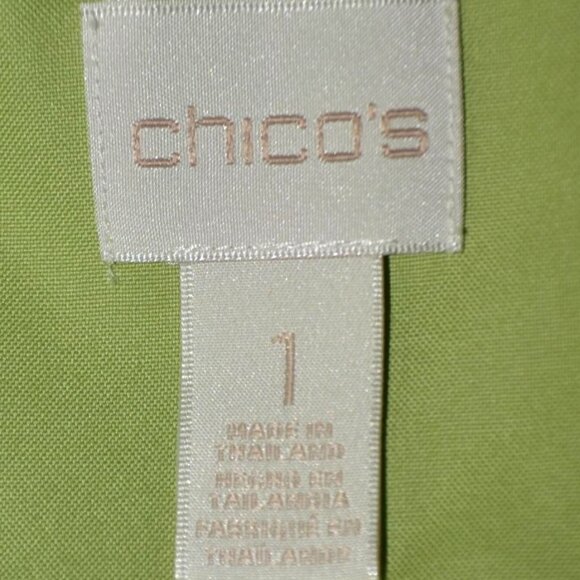 Chico's Lime Green Button Up Long Sleeve Cotton No-Iron Blouse Top Size 1 US M 8 - Picture 8 of 10